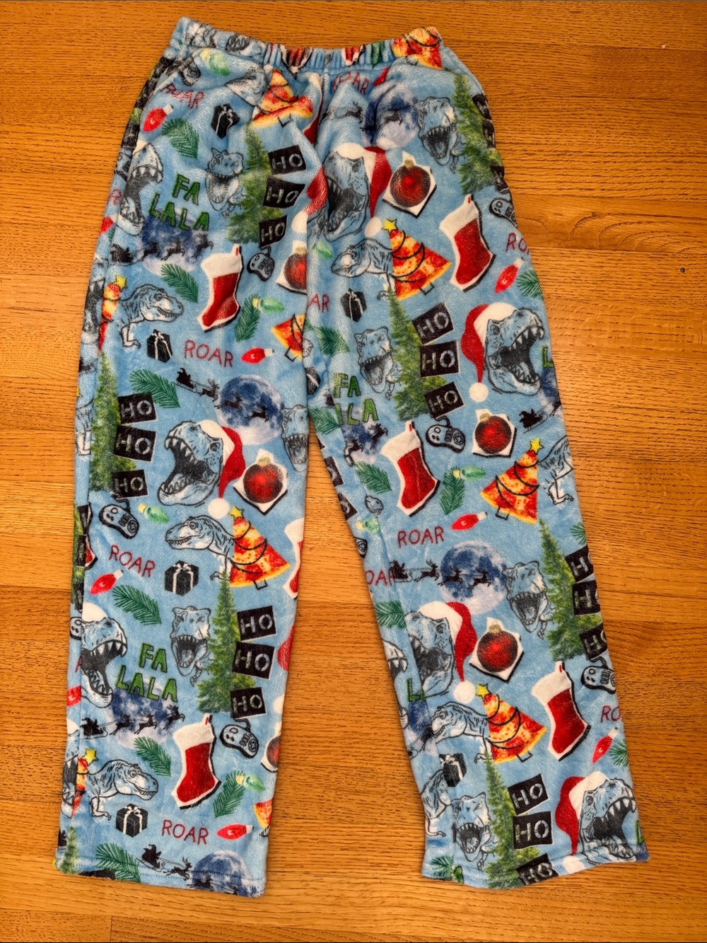 Iscream Kids Blue Holiday Dinosaur Fleece Pajama Pants